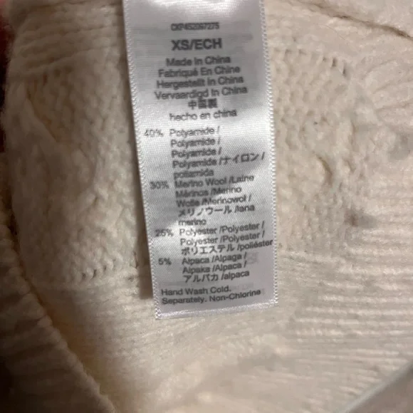 Madewell XS Cream Cable Knit Mock Neck Sweater Classic Cozy Pullover - Picture 7 of 8